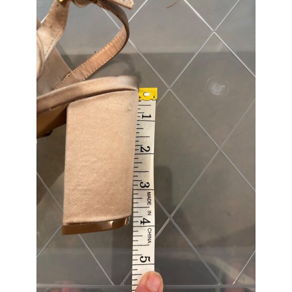 Paradox London Manhattan Satin Block Heel Sandals Rhinestone Bow Detail Sz 9.5 - Picture 8 of 8